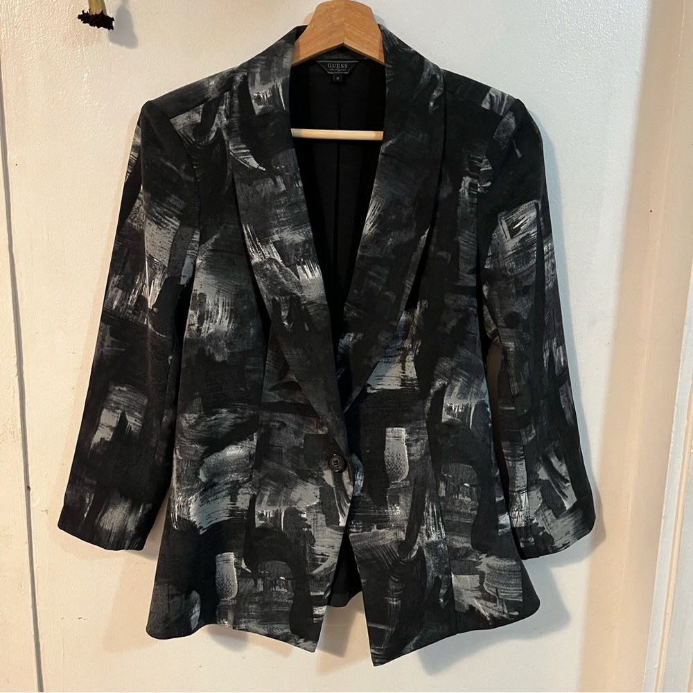 Guess Los Angeles Brush Stroke Printed Blazer
